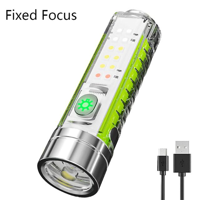 Powerful LED Fluorescence Flashlight Type-C Rechargeable Waterproof Zoom Torch Outdoor Multifunction Portable Camping Lantern