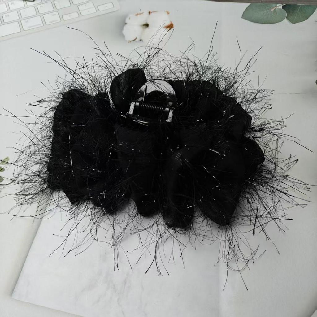 High-Grade Large Tassel Feather & Cloud Bubble Hair & Shark Claw Clips