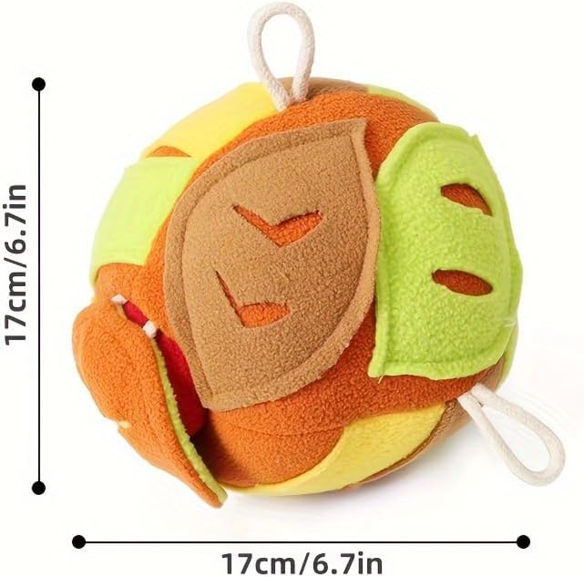 Interactive Dog Toy, Scented Sound Puzzle Ball with Three Handles, Plush Stress Relief Toy, for Medium Breeds, Machine Washable, No Charging Needed