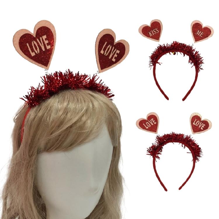 Woman Teens Tinsel Valentines Headband Hair Hoop Girls Banquet Party Hairband