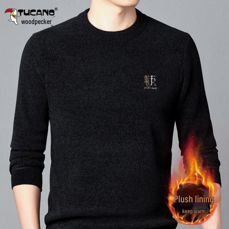 

Woodpecker Men s Chenille Mid-Neck Sweater - Autumn/Winter, Plus Velvet Thickened Design M (170/88A, 120-135 kg)
