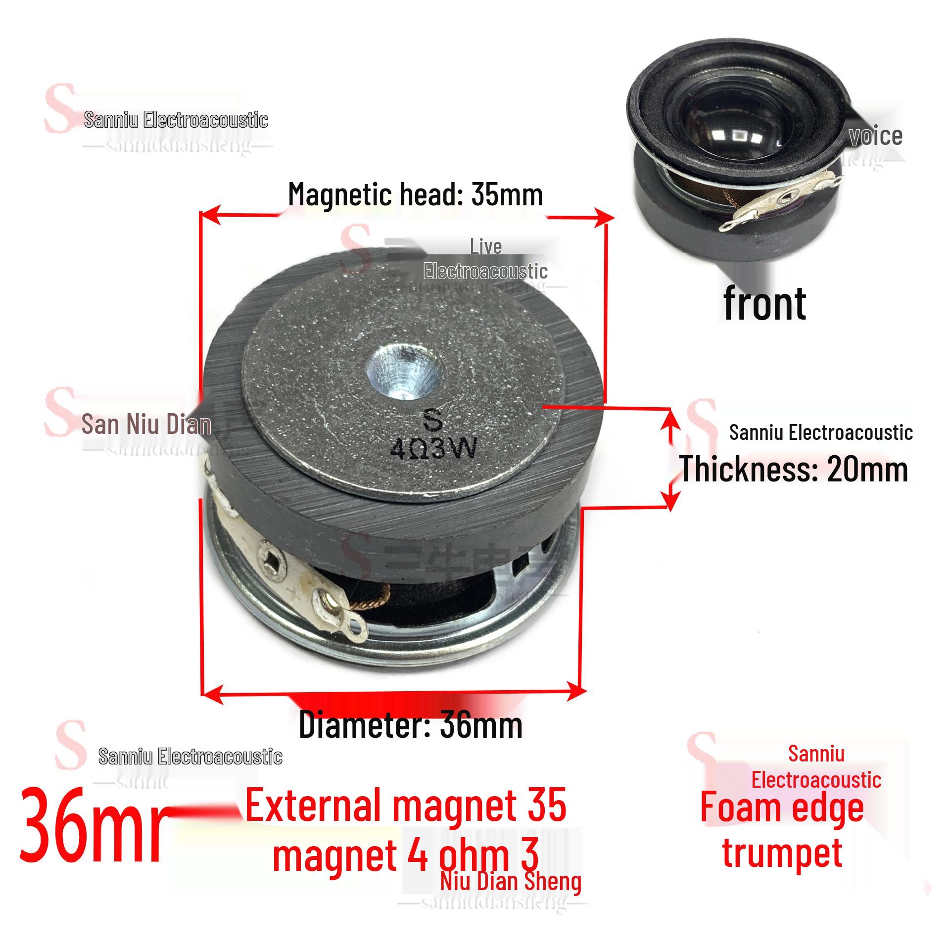 

Bluetooth Foam Edge Multimedia Loudspeaker, 36mm, 4 Ohm, 3W, 35 Magnetic, External Magnet.