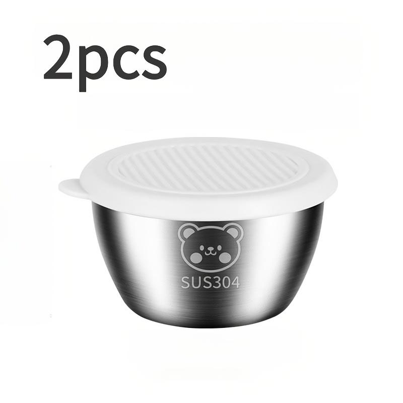 Stainless Steel Seasoning Sauce Cups with Lids: 2/5pcs, 1.5oz, Mini, Leakproof, Dip Bowls for Ketchup, Soy Sauce, Salad Dressing