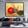 Abstract Bird Flying Animal Poster Raven Crow Hummingbird Red and Gold Canvas Painting Modern Wall Art Living Room Home Decor