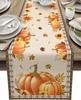 Fall Pumpkin Maple Leaf Linen Table Runner Holiday Party Decor Reusable Kitchen Dining Table Runner Thanksgiving Decortaions