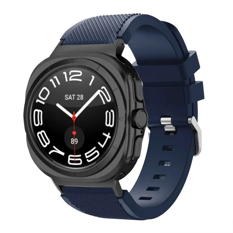 Silicone Strap For Samsung Galaxy Watch Ultra 2026 47mm Stripe Texture Replacement Band For Samsung Watch 8/8 Classic Accessory