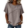 Ladies' Casual And Fashionable Round Neck Loose Linen Short Sleeved Top