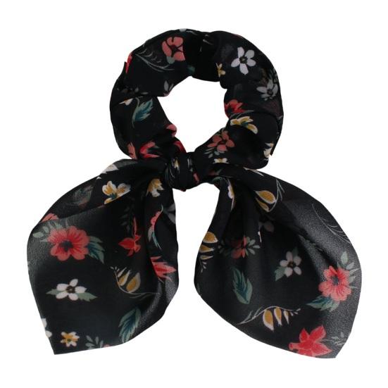 

Hair Band Floral Print Bunny Ears Shape Elastic Hair Tie No Irritating Scalp Hair Rope Versatile Hair Accessory чёрный