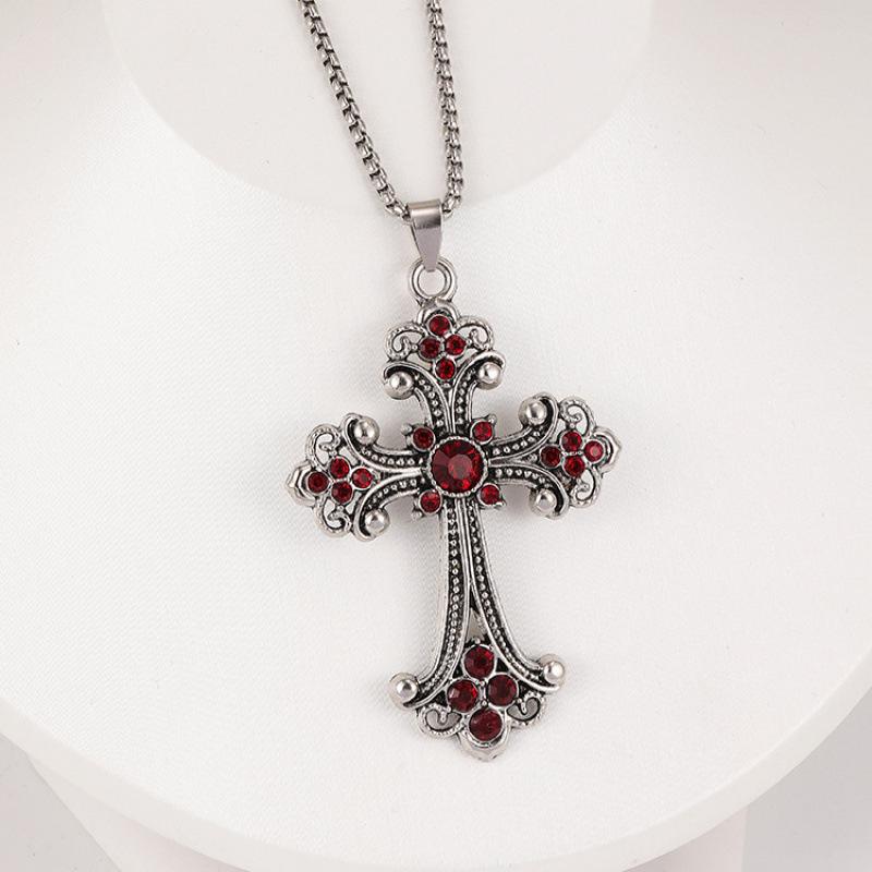 2025 New Baroque Cross Necklace Men Women Hip Hop Pendant Chain Sweater Jewelry Trendy