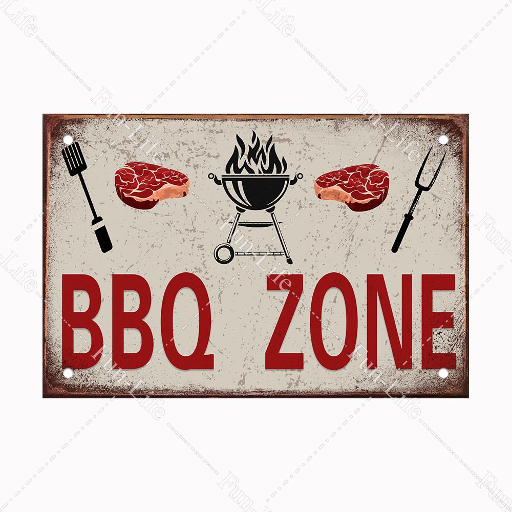 BBQ Warning Metal Tin Sign Oven Vintage Wall Decor Plaque Painting Barbecue Shop Restaurant Craft Pub Home Decor 20x30cm