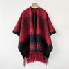 Winter Red Shawl Imitation Cashmere Women'S Thickened Fringed Shawl Socialite Lady Wearing Temperament Cape