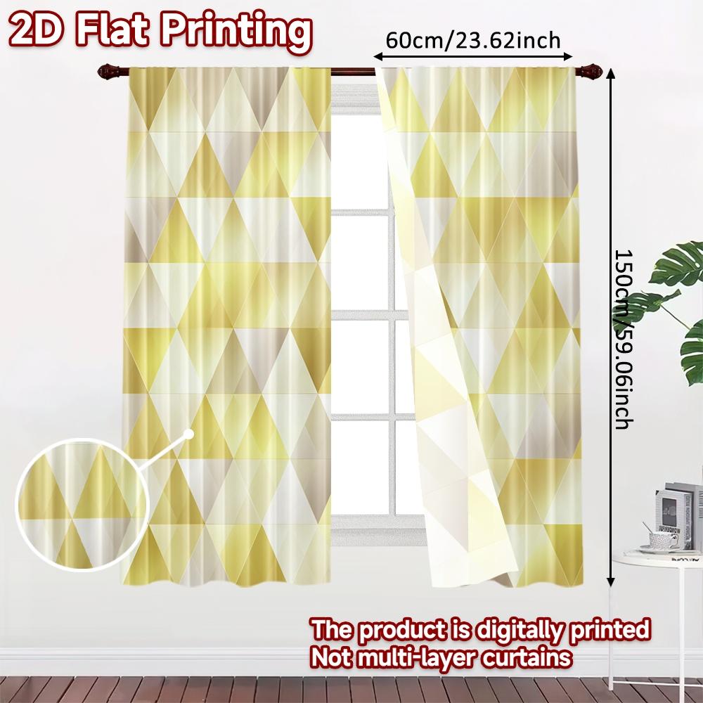 2pcs   2D FLAT PRINTING Curtains (Without Rod) Golden Geometric Halloween Festival Popular Curtains&Drapes Durable Polyester