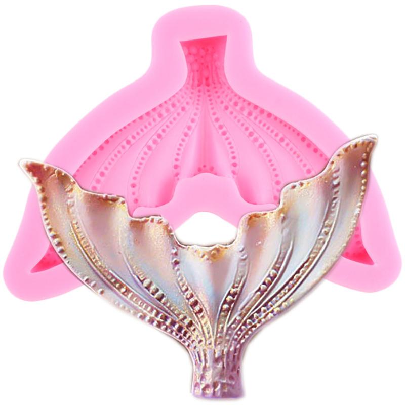 Molde de silicona con forma de cola de sirena, coral, conchas y algas marinas para decoración de tartas, moldes de pasta de goma, chocolate y caramelos
