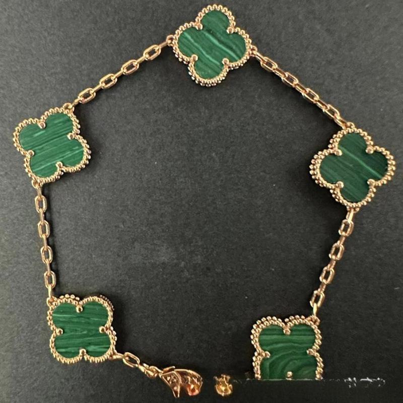 Exquisite Four-leaf Clover Bracelet for Women Five-flower Bracelet Double-sided Natural White Mother-of-pearl and Carnelian Bracelet