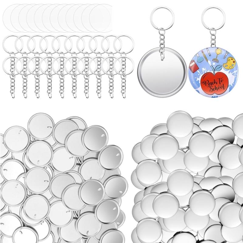 

100Pcs Keychain Button Badge Set, for Christmas Stocking Fillers, 58mm Metal Badge and Craft Keyrings Set 1