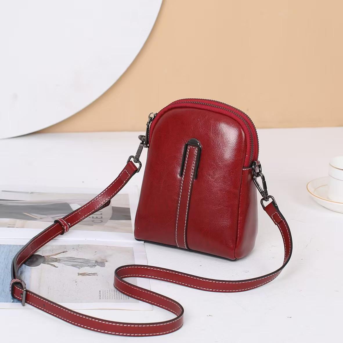 

Fashion Trend Hot Selling Women s Bag New Cowhide Small Bag Crossbody Bag Feminine Temperament Versatile Leather Phone Bag бордовий