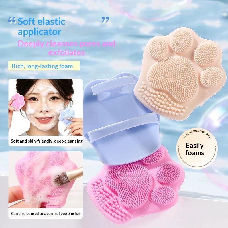 1Pcs Cat Paw Silicone Facial Cleansing Brush Soft Elastic Face Scrubber Deep Pore Exfoliating Makeup Brush Skin Care Beauty Tool