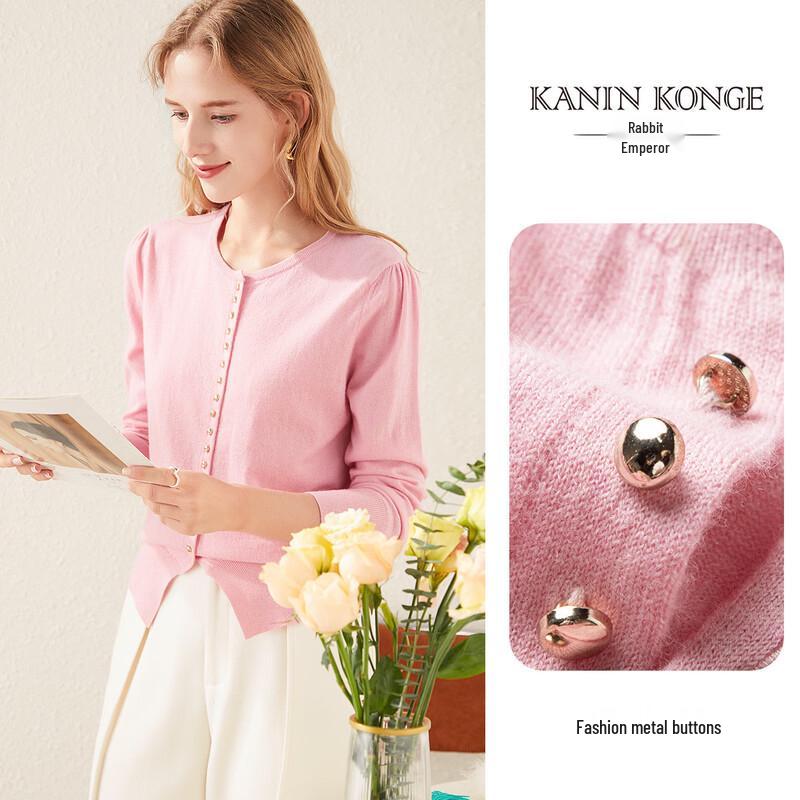 

TUHUANG Women s Pure Wool Bubble Sleeve Knit Sweater M