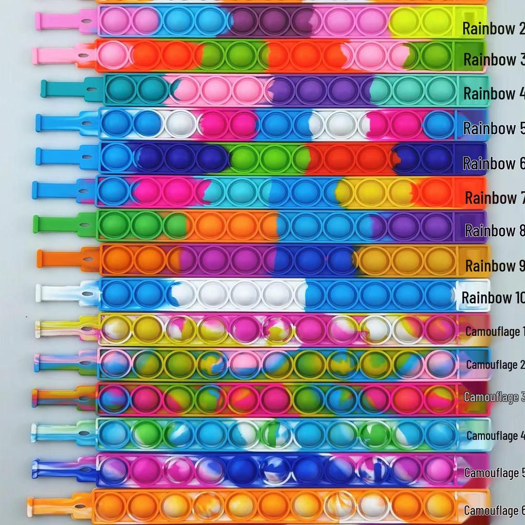 Rainbow Silicone Bubble Pop It Stress Relief Bracelet