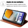 2 Verres Trempés + Coque pour Samsung Galaxy M23 5G Marron Antichoc Effet Cuir Protection 360°