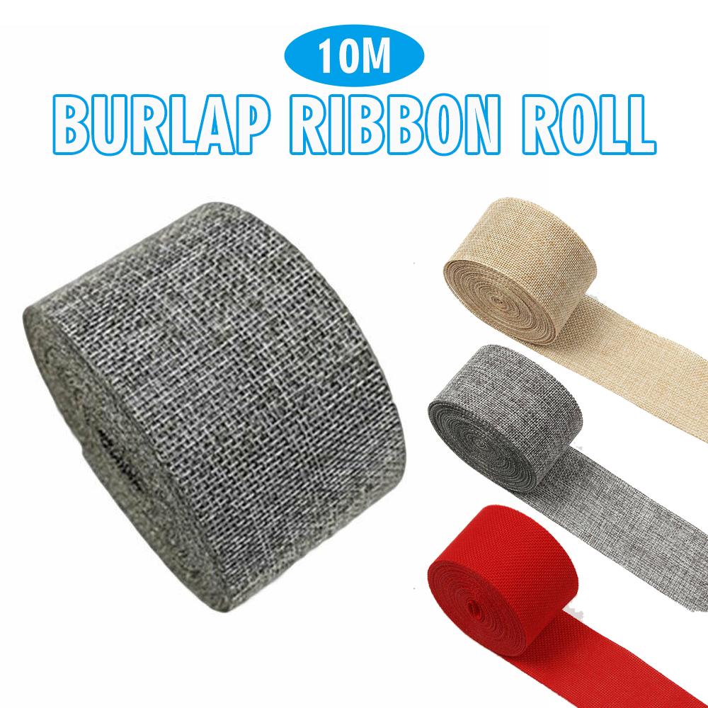 

PDTO 10 м рулон ленты из мешковины из искусственного джута, деревенский свадебный рождественский декор