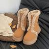 Women's Fur Mouth Soft Sole Winter Warm Fur One Snow Boots Padded Lined Ankle Boots Anti-slip Hiking Casual Sports Cotton Boots Martin Boots