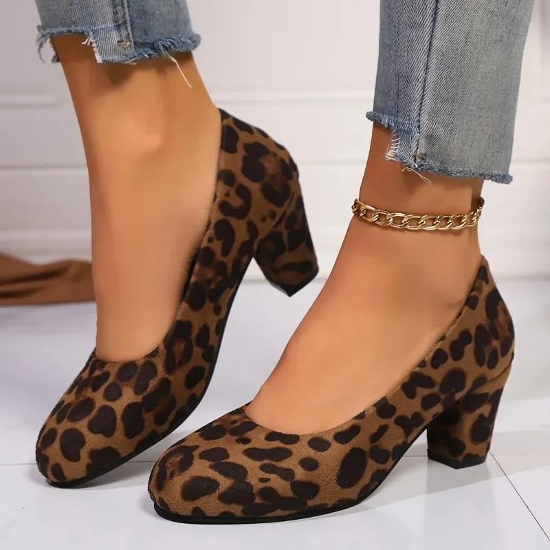 

Fashion Autumn Single Shoes Women s Fashion New Round Toe Shallow Suede Cover Foot Non-slip Wear-resistant High Heels 42