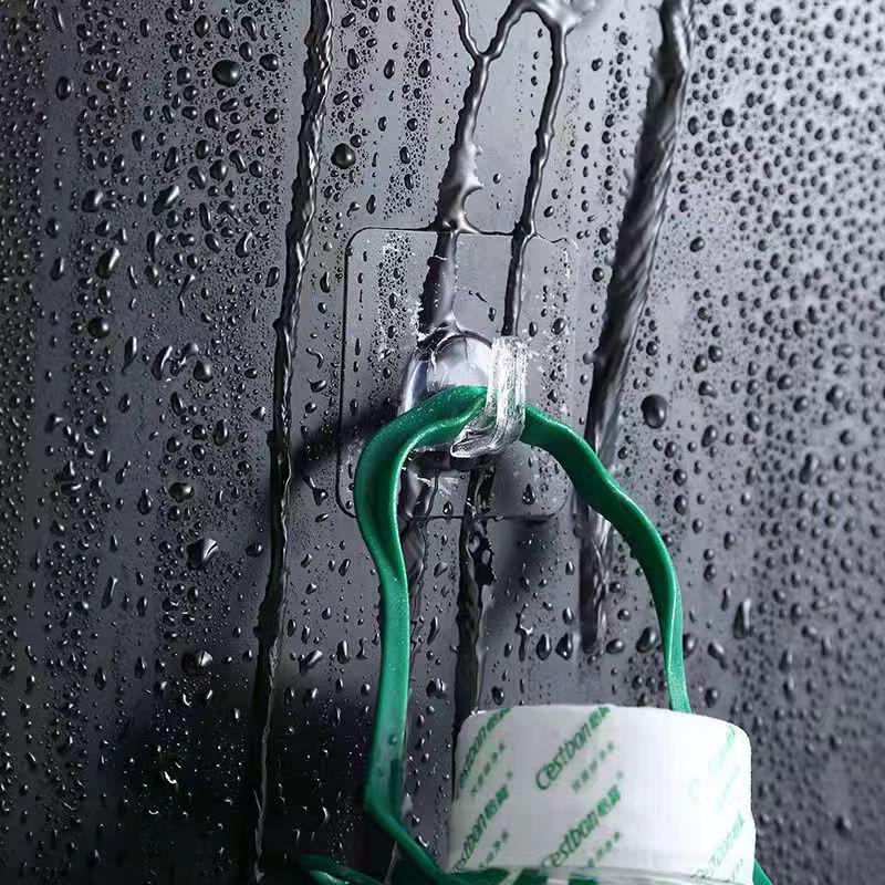Strong Adhesive Hooks - No-Drill, Stainless Steel, No-Trace, Transparent Hooks for Kitchen/Bathroom Doors