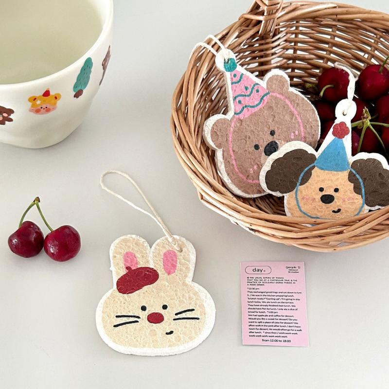 Dishwashing Sponge Scouring Pad Wood Pulp Cotton Tool Wipe Cloth Washing Compressed Wood Pulp Cleaning Cloth Sponge Kitchen