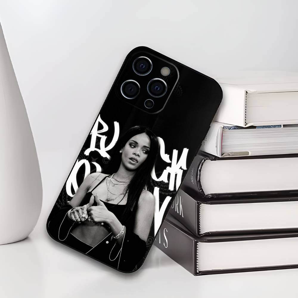 Singer R-Rihanna Phone Case For iPhone 17,16,15,14,13,12,11 Plus,Pro Max,XS,Soft Silicone Black Cover