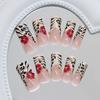 Milk Apricot Pudding French Leopard Print Flower Niche Sweet and Spicy Fashion European and American Style Removable Manicure 30 Pieces