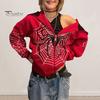 Kardigany Damskie Bluzy z Kapturem z Nadrukiem Pajęczej Sieci Punkowe Kurtki Streetwear Styl Gotycki Vintage Zapinany na Zamek Płaszcz z Kapturem Odzież Jesienna Zimowa