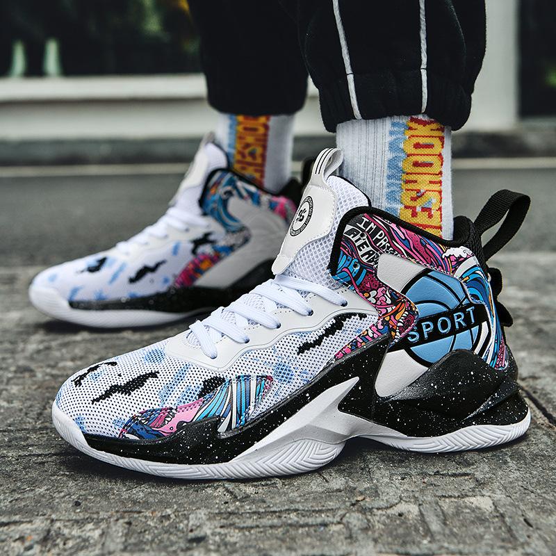 Basketball shoes Flying woven mesh Rubber sole Cement floor Game shoes Raw cover last Sports shoes