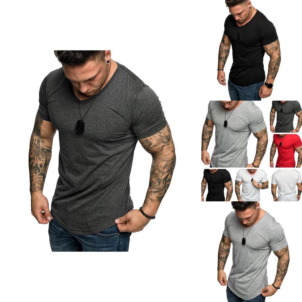Fashion Men's Casual Fit Short Sleeve Slim Muscle Bodybuilding T-shirt Tee Tops For Ultimate Comfort