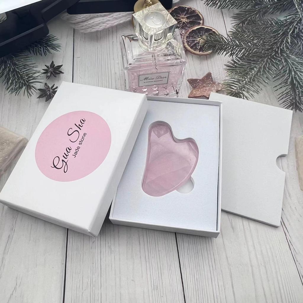 Rose Quartz Double-Headed Jade Roller and Scraping Massager for Face and Eyes