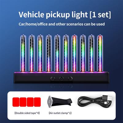 Car RGB Pickup Light Dynamic Gradient Sound Control Light Universal Air Vent Dashboard Car Interior Ornament Auto Interior Light
