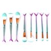 Unique Mermaid Makeup Brush Foundation Powder Blush Eyeshadow Cosmetic Tool Kit