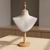 Freestanding Jewelry and Scarf Display Mannequin PinFriendly clothCovered Bust with Wooden