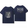 American Mens and Womens Summer Cotton Coat Nine Inch Nails Nine Inch Nails Surrounding Rock Band Short Sleeve Printed Tshirt