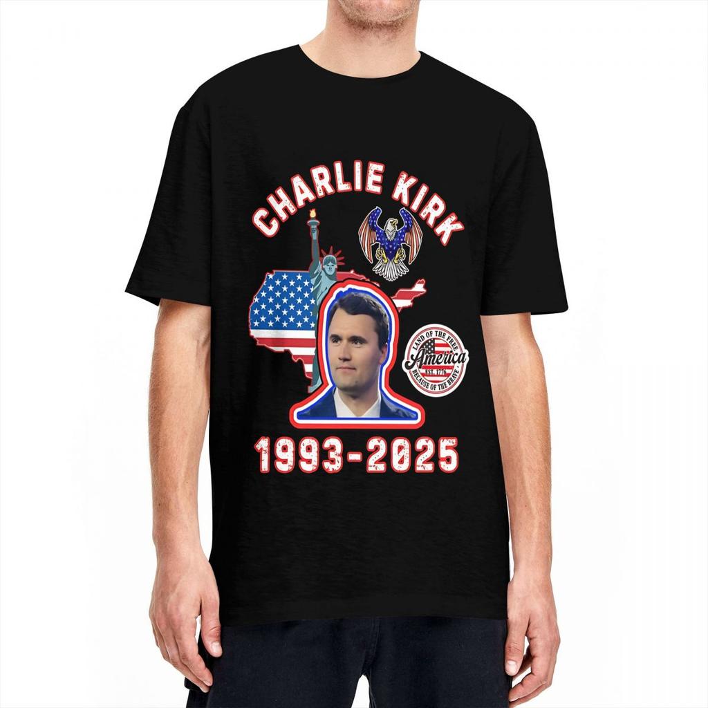 Rest In Peace Charlie Kirk Tshirt Men Cotton Tops Print Legends Never Die O-neck Short Sleeve
