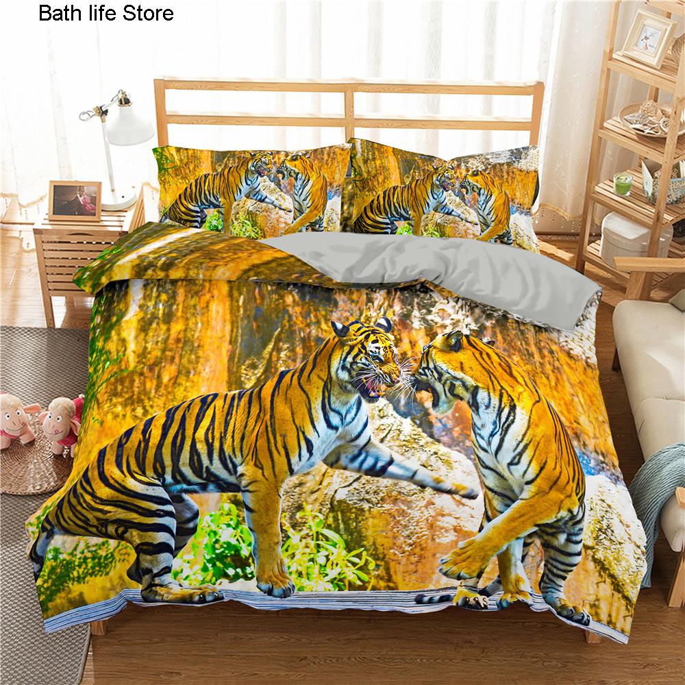 3D Printed Bedclothes Tiger Duvet Cover Set Single Twin Double Queen Size Bedding Set Comforter Cover Set Animal Bedding Set