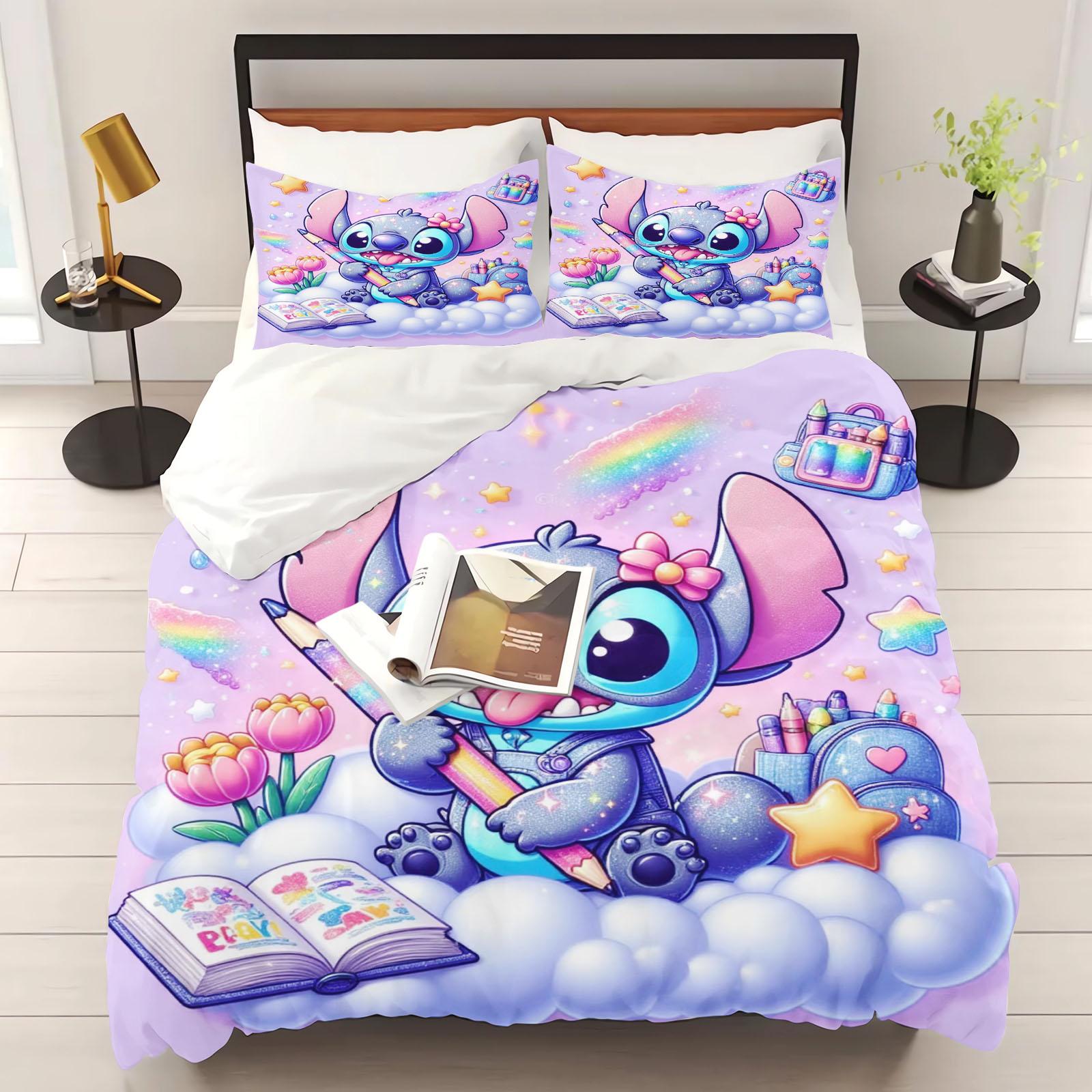 

Набір з наволочками та підковдрою Stitch Ковдра Постільна білизна 3D Дитячий комплект постільної білизни 3 предмети 1 підковдра Розмір King 203X228CM