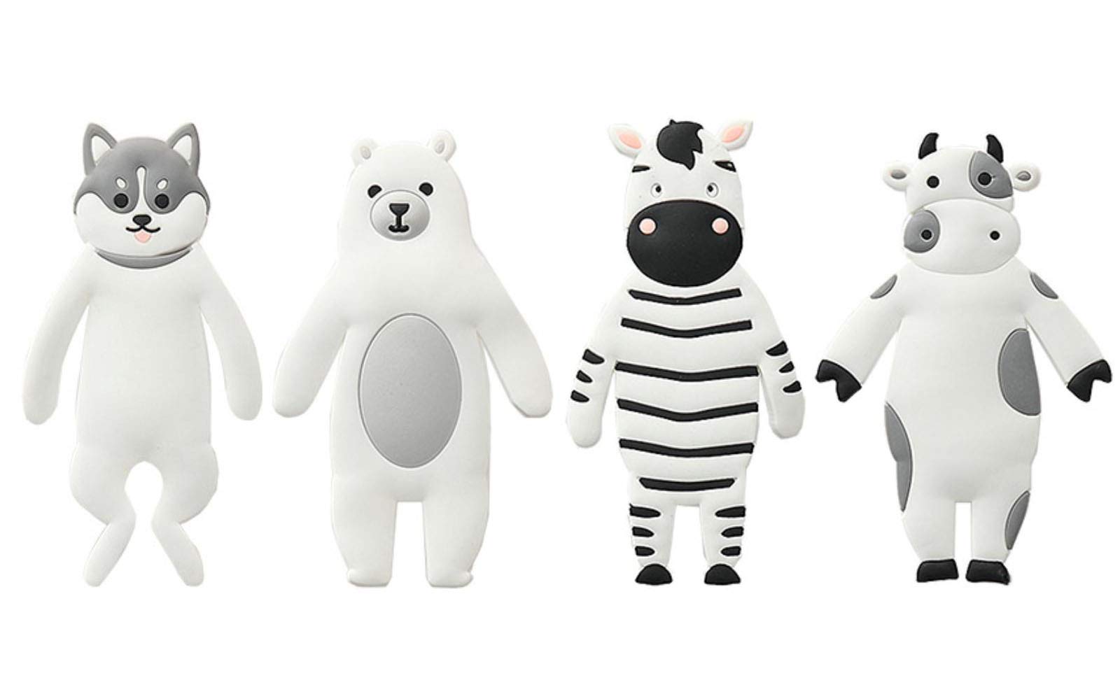 

Hook Clip Holder for Cables and Earphones Flexible and Bendable Convenient Gadget Cute Animal Designs Polar Set of 4 [Fumemo] Wall-Mounted - - белый