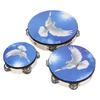 3PCS Wooden Tambourine Double Row Bell Jingles Hand Held Drum Hand Percussion Instrument for Adults 
