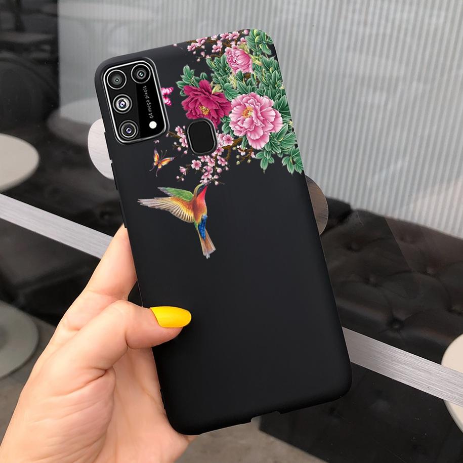 Silikonový kryt Pro Samsung M31 M 31 Obal Čerstvá květina Pírko Nárazuvzdorný kryt telefonu Pro Samsung Galaxy M31s M31 s M315 M317 Etui
