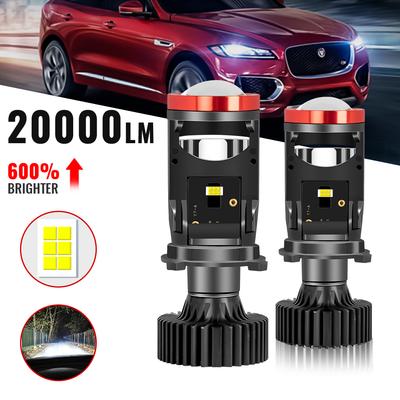 2 uds., 120 W, Y7 H4, faros delanteros LED superbrillantes para coche, miniproyector H4, bombilla de lente, 6000 K, 20 000 LM, luz alta y baja, ventilador turbo, lámpara de luz LED