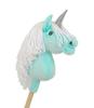 Cavalo de Pau Unicórnio em um Pau, Pequeno, Menta, com Crina Branca e Chifre Prateado