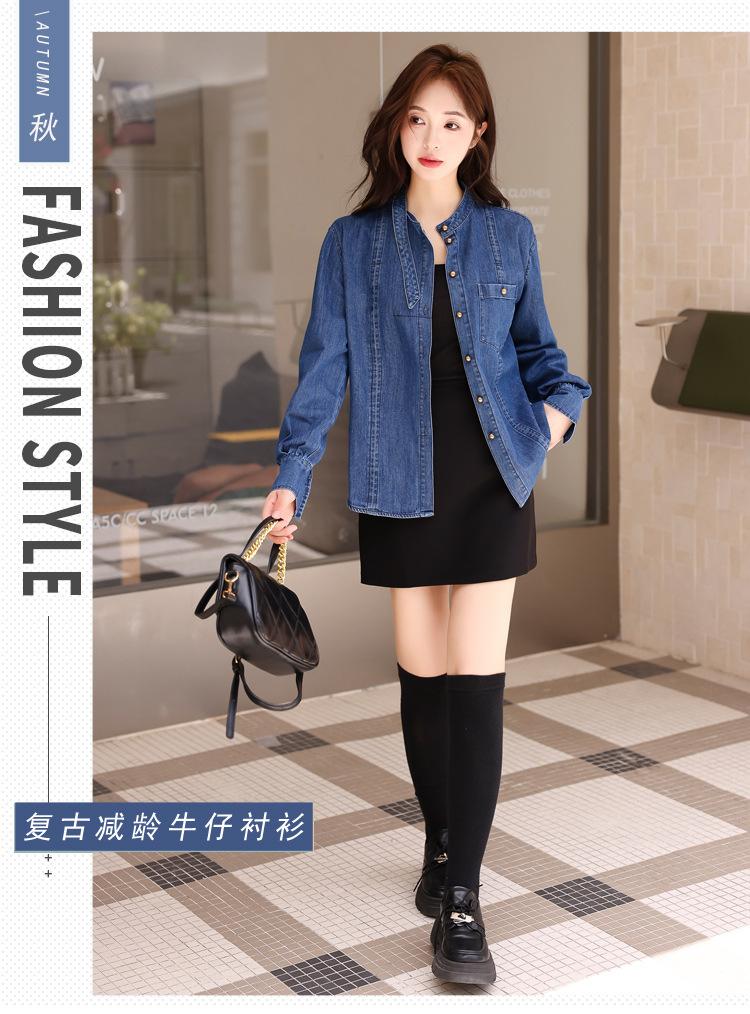 Women's denim shirt jacket women's 1116 new early autumn new Japanese and Korean long-sleeved versatile cardigan top