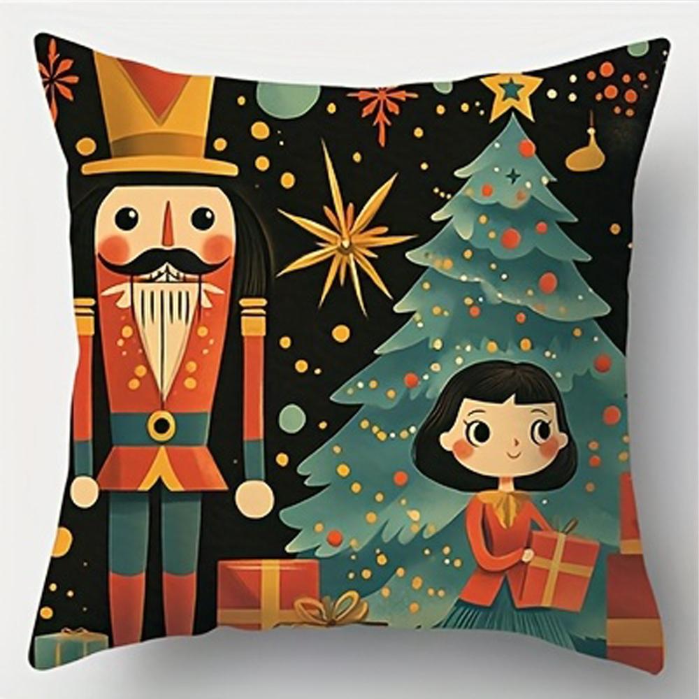 

1 шт. Рождественская наволочка для декоративной подушки, Праздничный декор для дома, Маленький подарок на Рождество и для уютных жилых пространств 18x18Inch