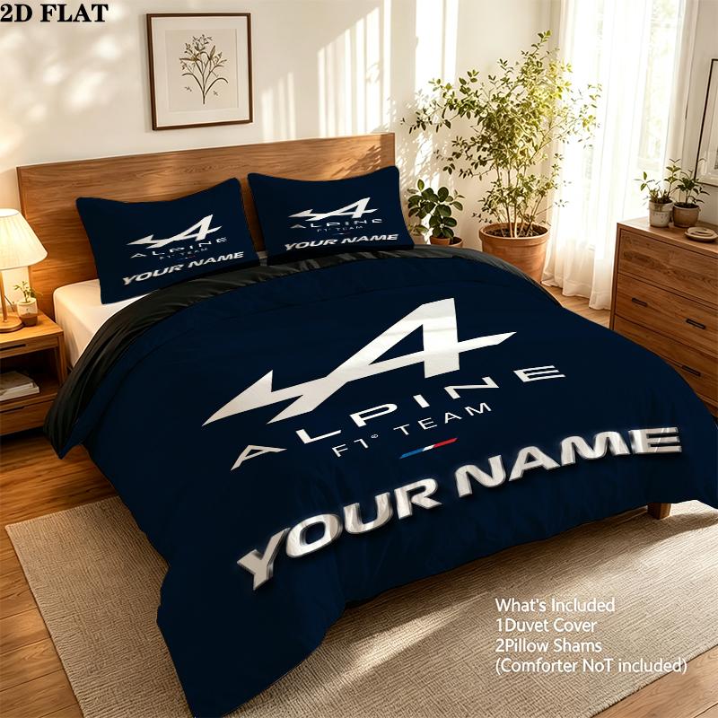 Benutzerdefinierter Name Alpin F Muster Bettwäsche Steppset Steppbezug Kissenbezug Heimdekoration Geburtstagsgeschenk (1 * Bettbezug + 2 * Kissenbezug ohne Füllung)